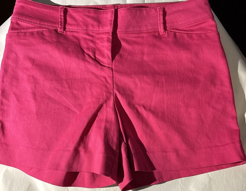 Womens THE LIMITED Hot Pink Tailored Flat Front Side Slit Chino Shorts Size 8